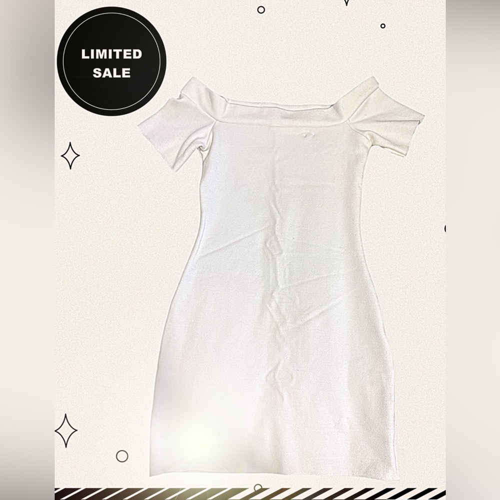 Zara Cream Off-the-Shoulder Sheath Dress